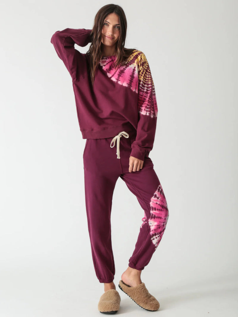Electric & Rose- Classic Jogger In Spiral Burgundy Multi