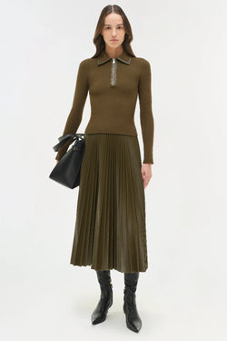 SIMKHAI - Livana Long Sleeve Top in Alligator