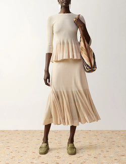 Zimmermann - Clash Sculptural Pleat Skirt in Cream