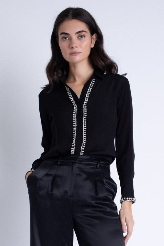 Karina Grimaldi - Julietta Button Down Shirt in Black