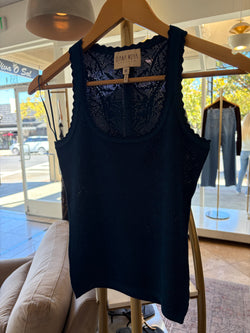 Diana Moya - Bird Lace Tank Top in Black
