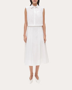 SIMKHAI - Winslow Short Sleeve Cropped Shirt in White