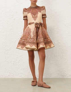 Zimmermann - Ascent Picnic Mini Dress in Latte Paisley