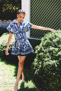 Cara Cara - Nash Mini Dress in Dentelle Blue
