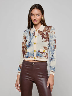 L'AGENCE - Osiris Collard Cardigan in Tan Western Tolie