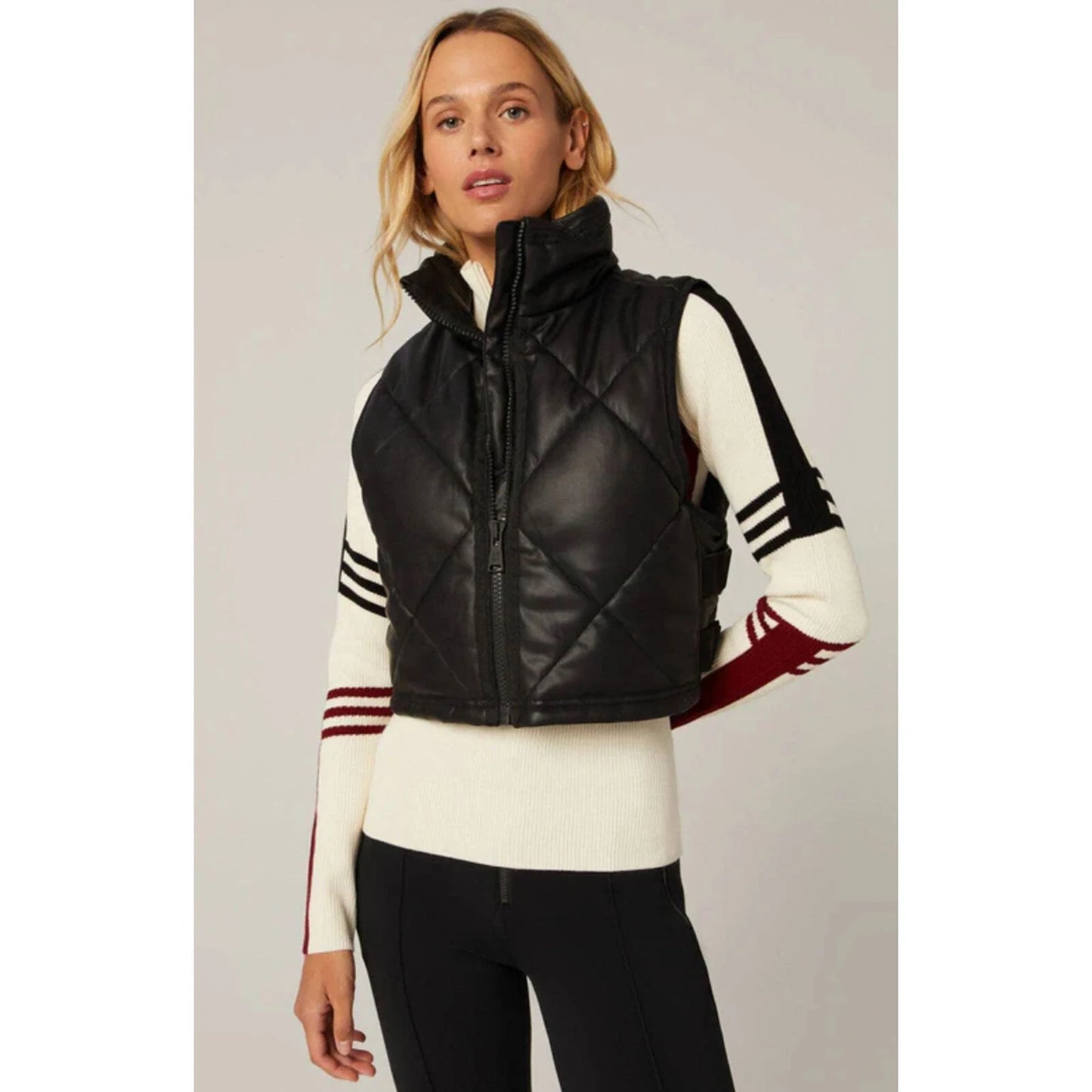 Alp-n-Rock - La Vitesse II Cropped Vest in Black Faux Leather