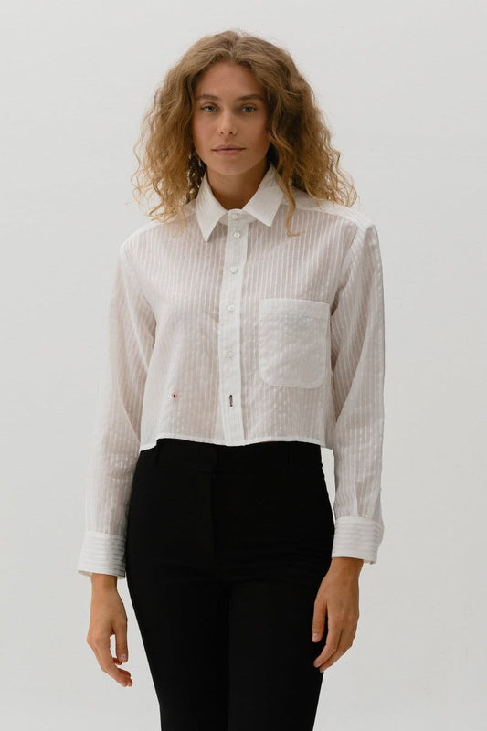 CISSA - The Shorty Shirt in White Sheer Stripe