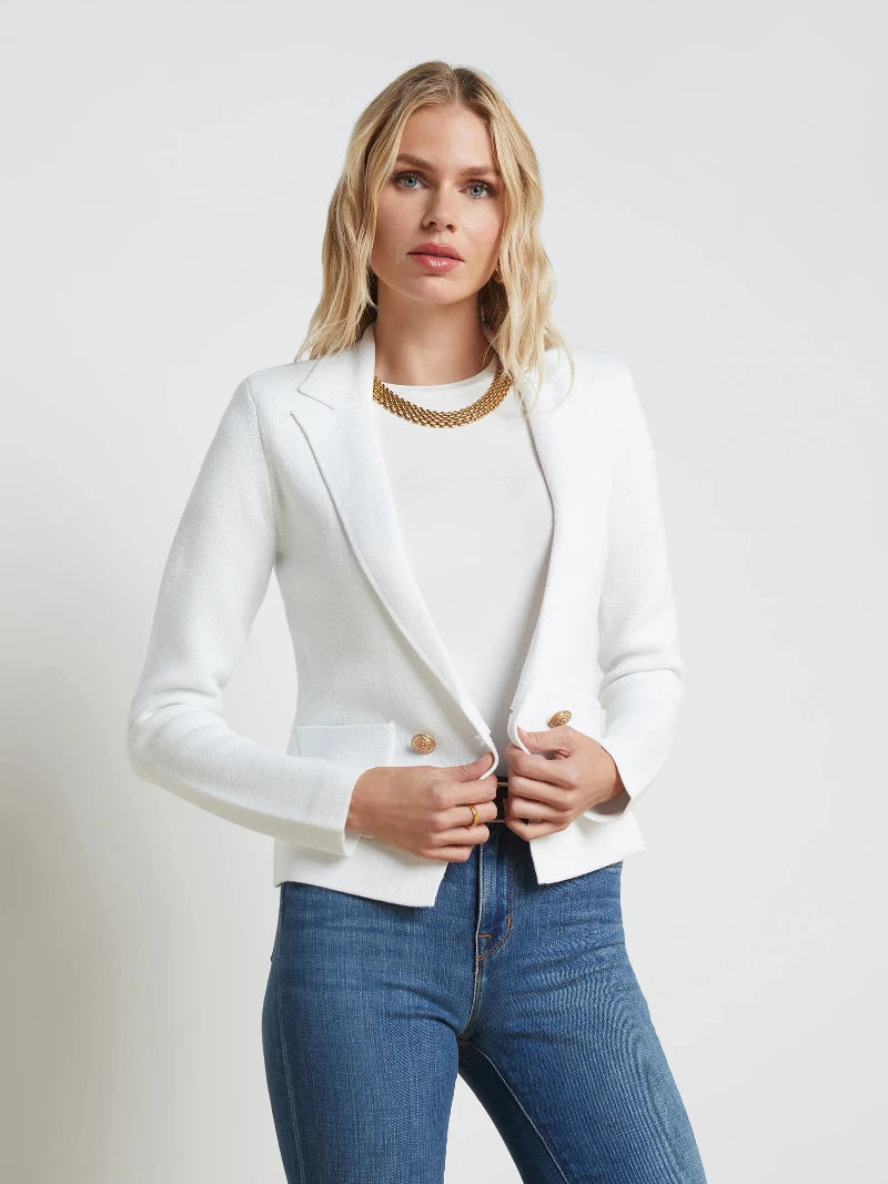 L'AGENCE - Sofia Knit Blazer in White