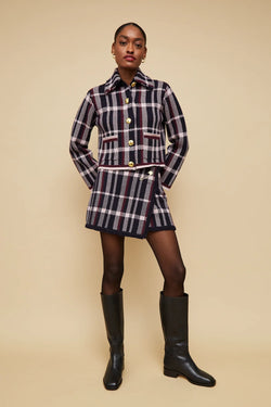 Cara Cara - Jodi Mini Skirt in Navy Plaid