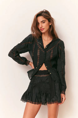 LoveShackFancy - Aralina Blouse in Black