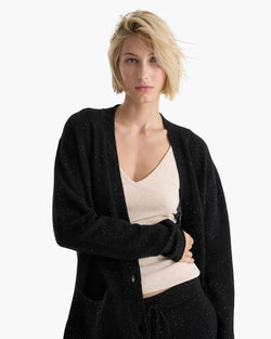 ATM - Donegal Cashmere Crandpa Cardigan in Black Donegal