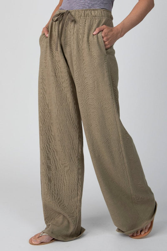 ATM - Heavy Slub Jersey Wide Leg Pant in Faded Army