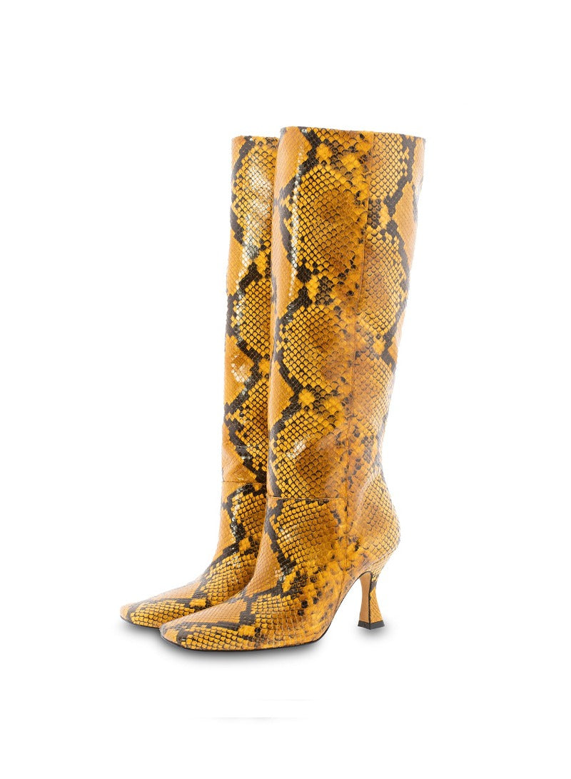 Toral -  Leather Ankle Boots in Animal Print