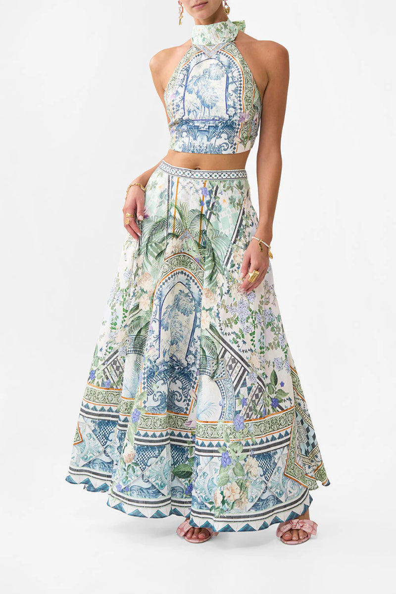Camilla - Halter Tie Back Top in Jardim Party