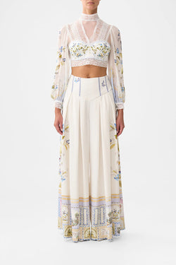 Camilla - Lace Splice Top with Long Sleeve in Botanical Ballads