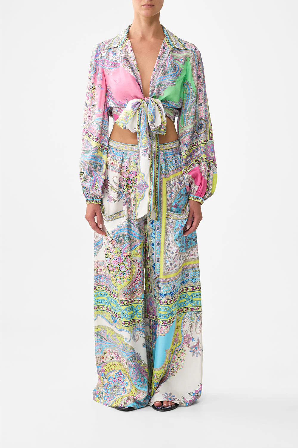 Camilla - Cropped Wrap Shirt in Magic Carpet Ride