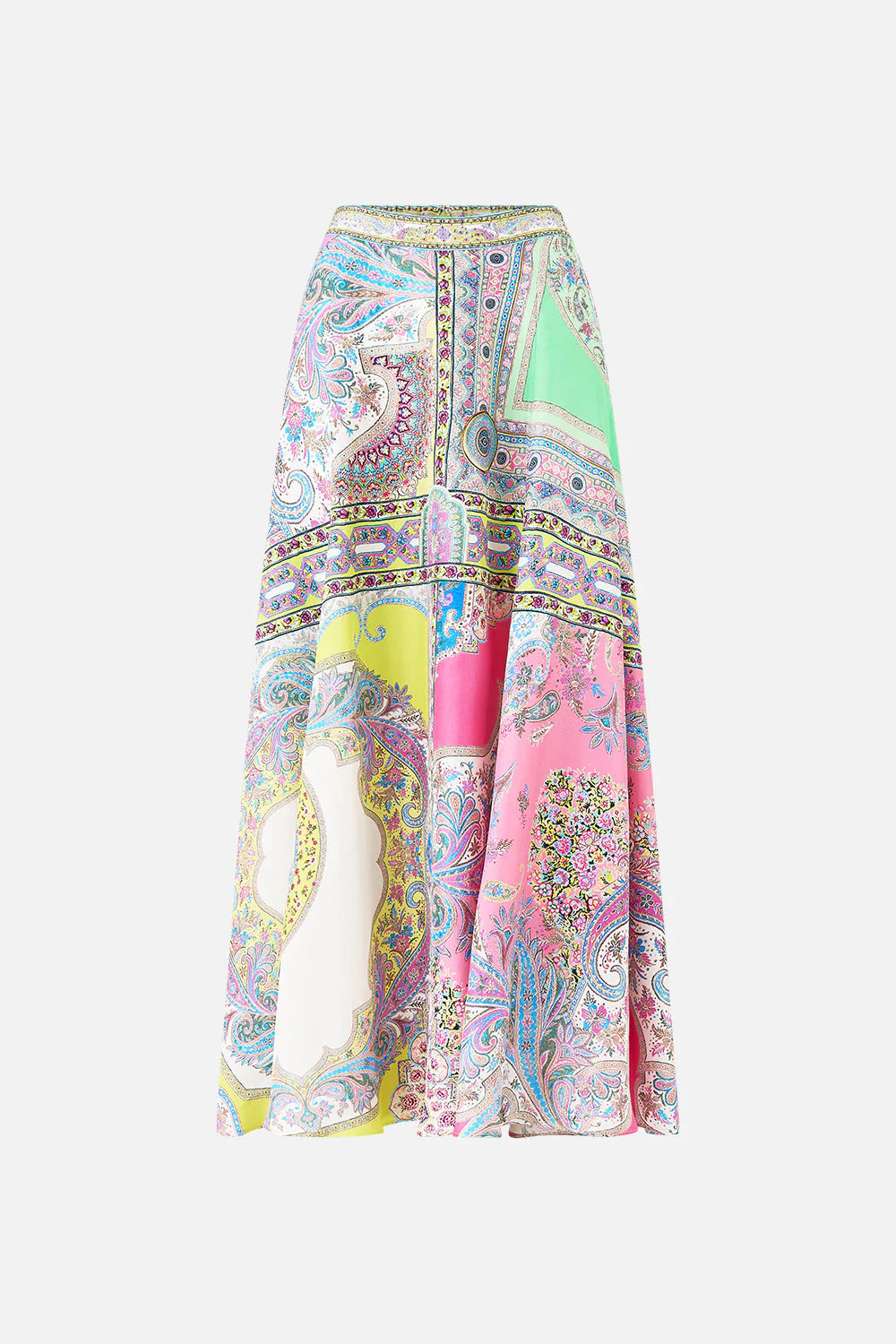 Camilla - Panelled Flared Long Skirt in Magic Carpet Ride