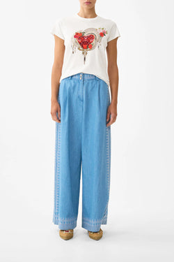 Camilla - Slim Fit Round Neck T-Shirt in Olé Olé