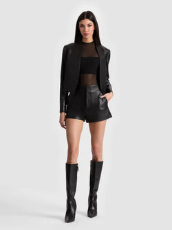 Alice + Olivia - New Harvy Leather Jacket in Black