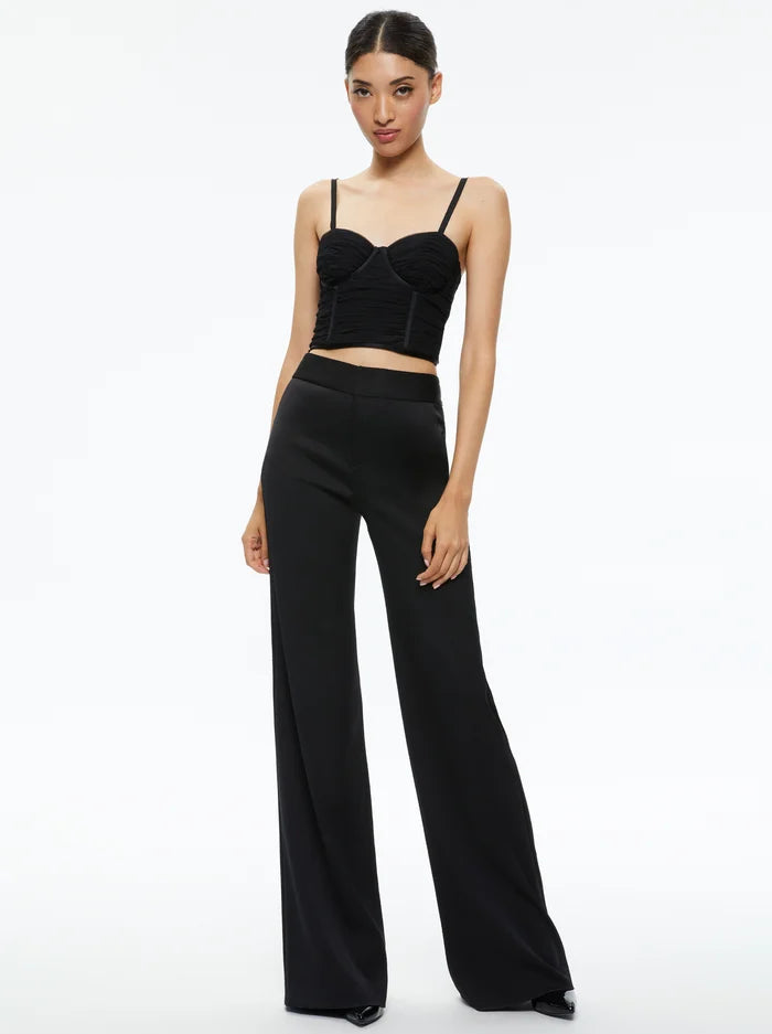 alice + olivia - Damia Ruched Bustier Top in Black