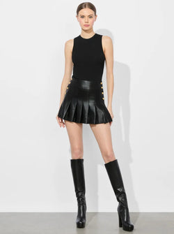 Alice and Olivia - Lanna Vegan Mini Skirt -Black