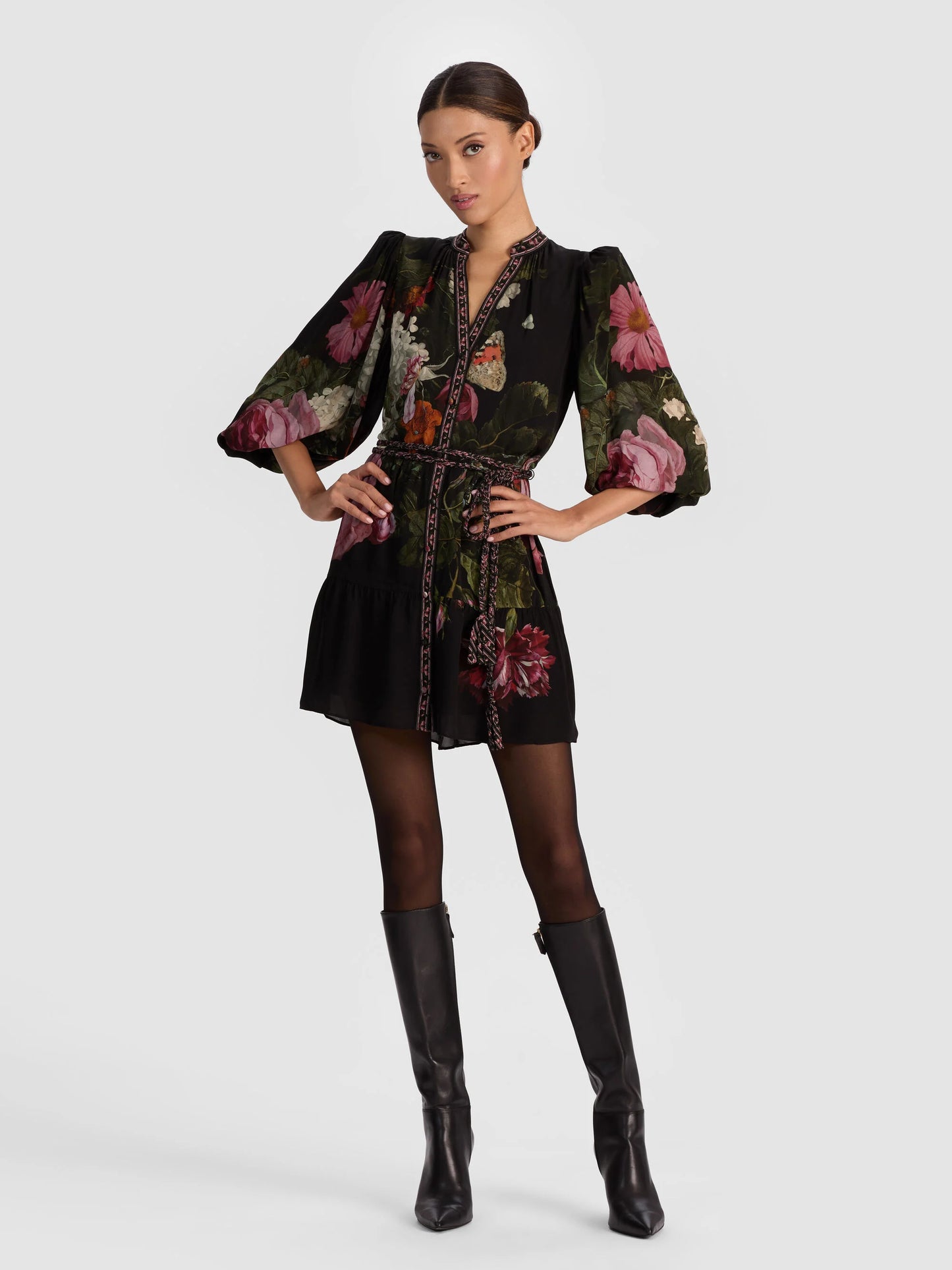 alice + olivia - Antonette Button Front Mini Dress in Be Still