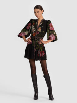 alice + olivia - Antonette Button Front Mini Dress in Be Still