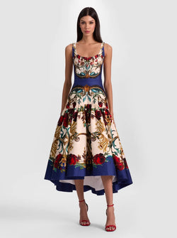 alice + olivia - Diana Structured Midi Dress in Gilded Rose