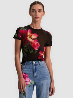 alice + olivia - Tess Crew Neck Tee in Empress Bloom Neck