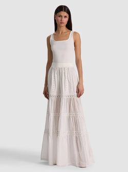 Alice + Olivia - Kathryn Tiered Maxi Skirt in Off White