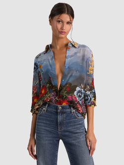 Alice + Olivia - Willa Placket Top in Alpine Dawn