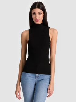 alice + olivia - Darcey Novelty Ribbed Tank in Black