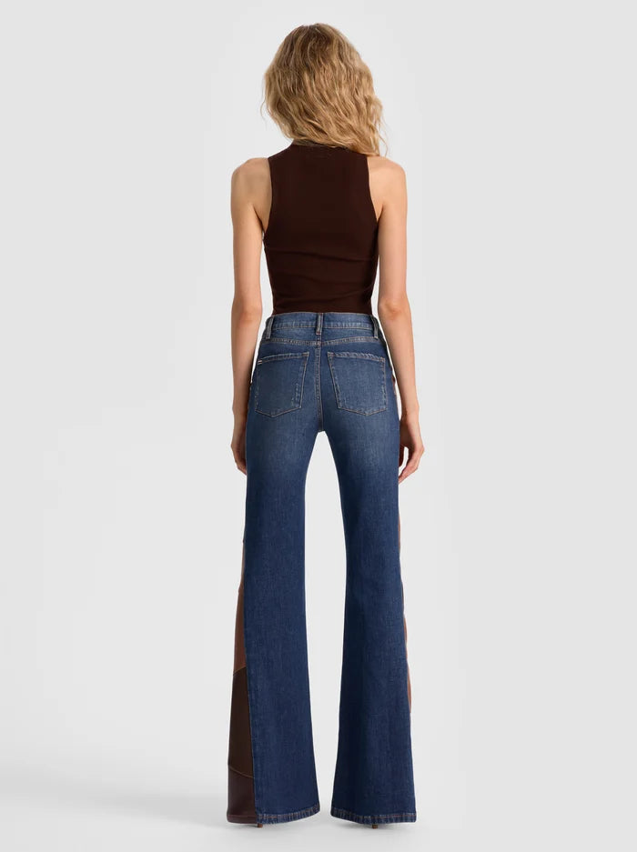 alice + olivia - Darcey Novelty Ribbed Tank in Dark Chocolate