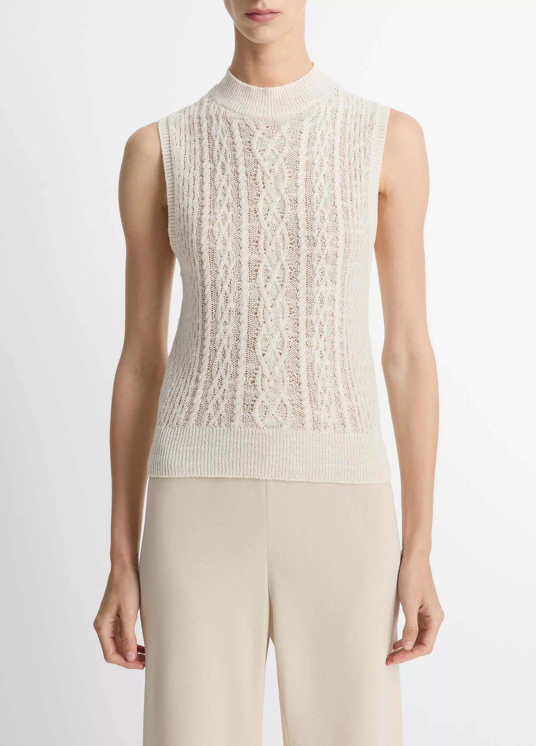 Vince. - Cable Double Layer Shell in Off White Gold Cliff – Viva O Sol