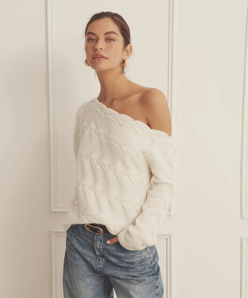 Naddam-cashmere cable off the shoulder