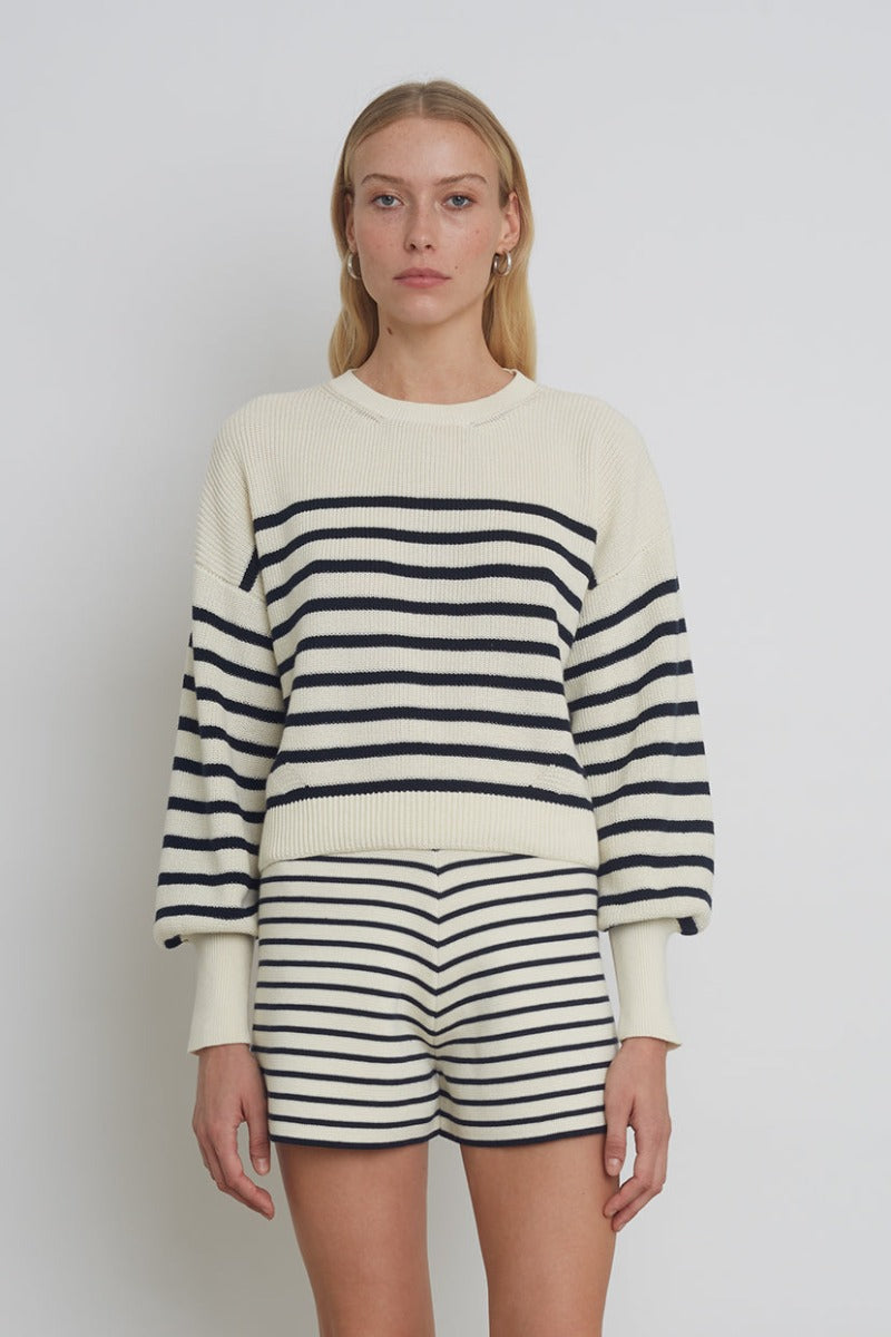 Eleven Six - Layla Stripe Sweater in Ivory & Navy Stripe Viva O Sol