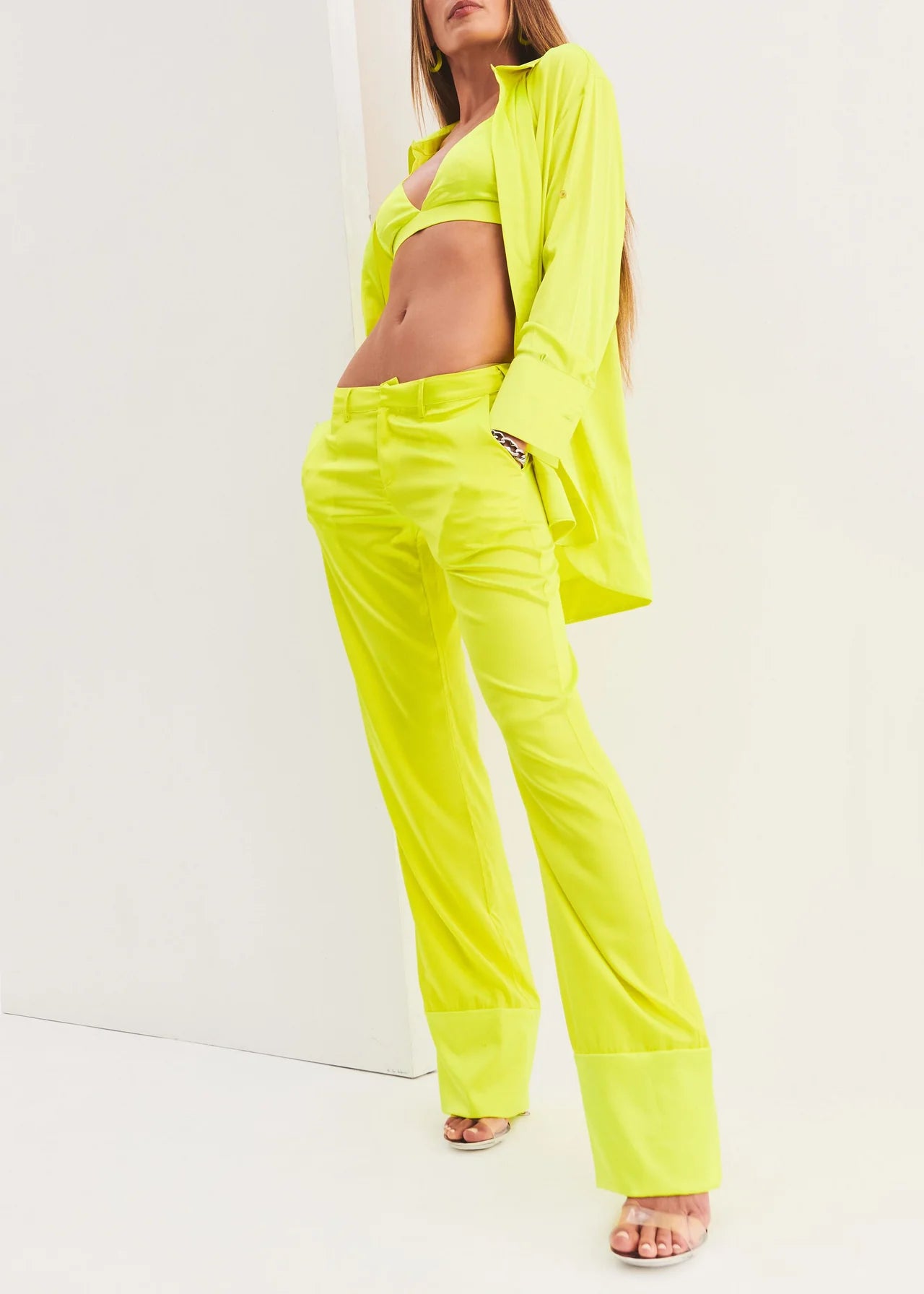 SER.O.YA - Suki Silk Pant in Neon Lime