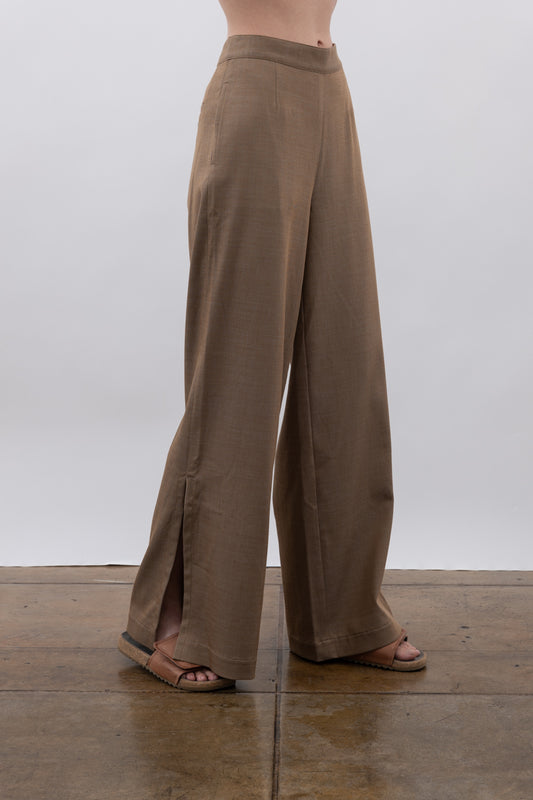 Elaine Kim - Eco Slub Denim Wide Pants with Side Vent