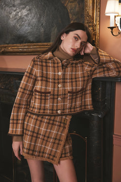 Cara Cara - Delilah Cardigan in Camel Plaid