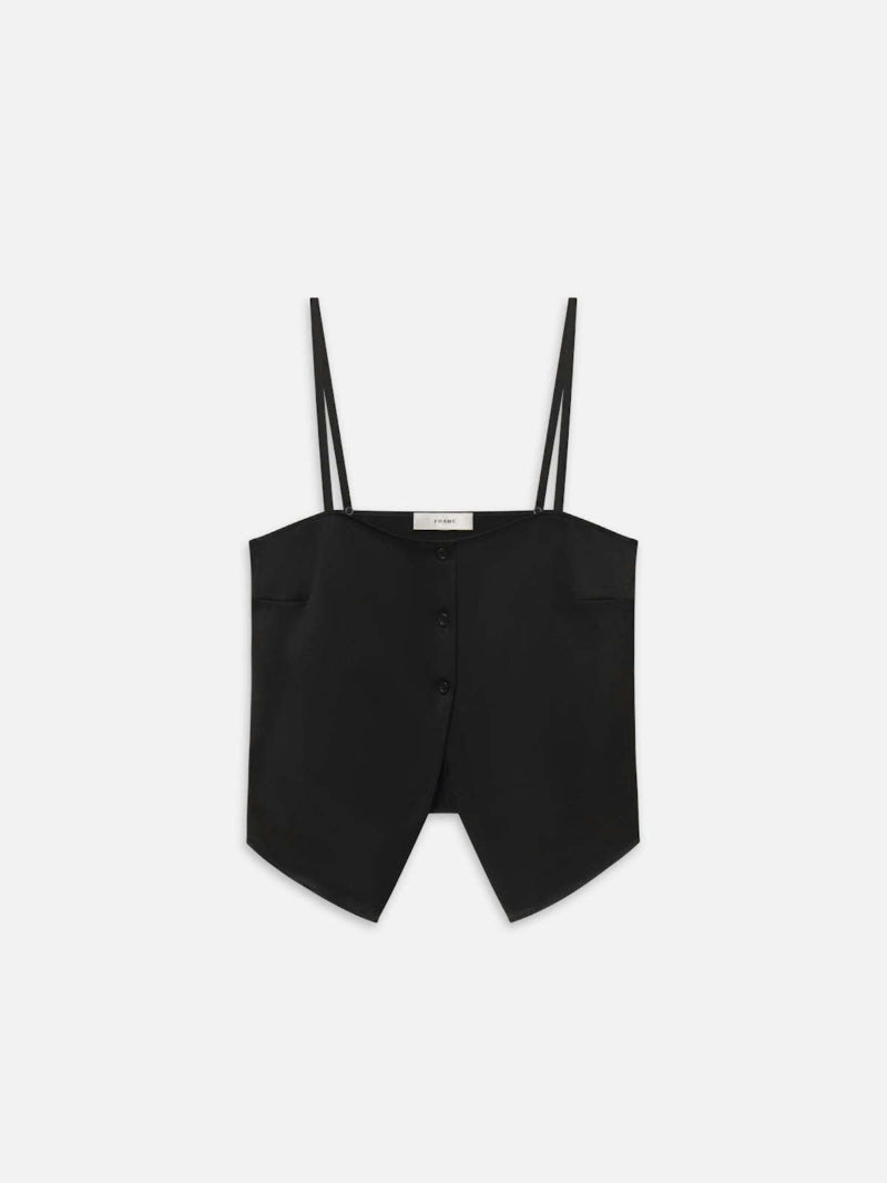 FRAME - The Silk Button Cami in Black