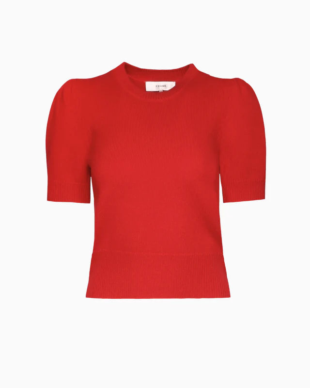 FRAME - Cashmere Gathered Sweater in True Red