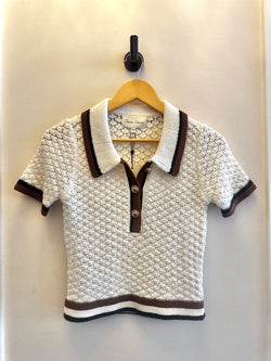 Cara Cara- Ginger Polo in Crochet Awning Knit