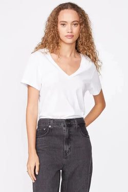 MONROW - 90'S V Neck in Off White