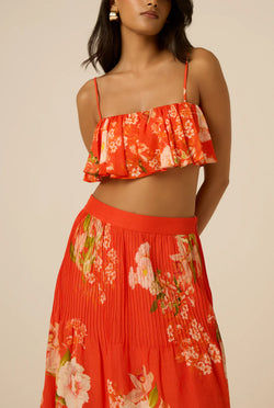 Hemant & Nandita - Hibi Ruffle Neck Bustier in Orange
