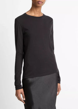 vince. - Essential Long Sleeve Crew in Black