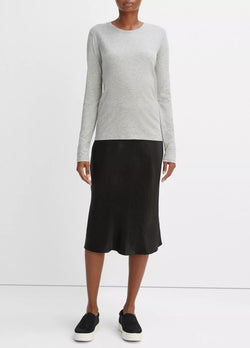 vince. - Essential Long Sleeve Crew in Heather Grey