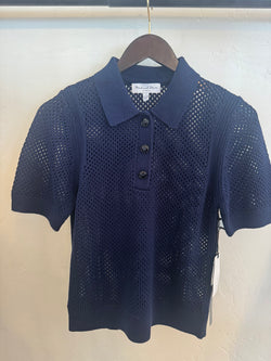 Michael Stars - Perri Short Sleeve Mesh Stitch Polo in Nocturnal