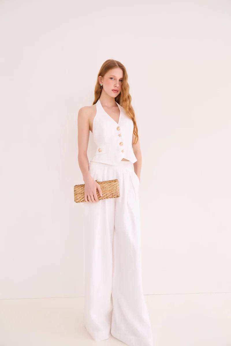 Cara Cara - Palazzo Pant in White