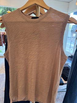 ATM - Slub Jersey Short Sleeve V Neck in Camel