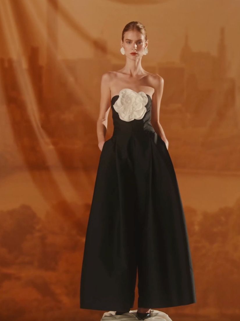 PatBo - Taffeta Bloom Jumpsuit in Black